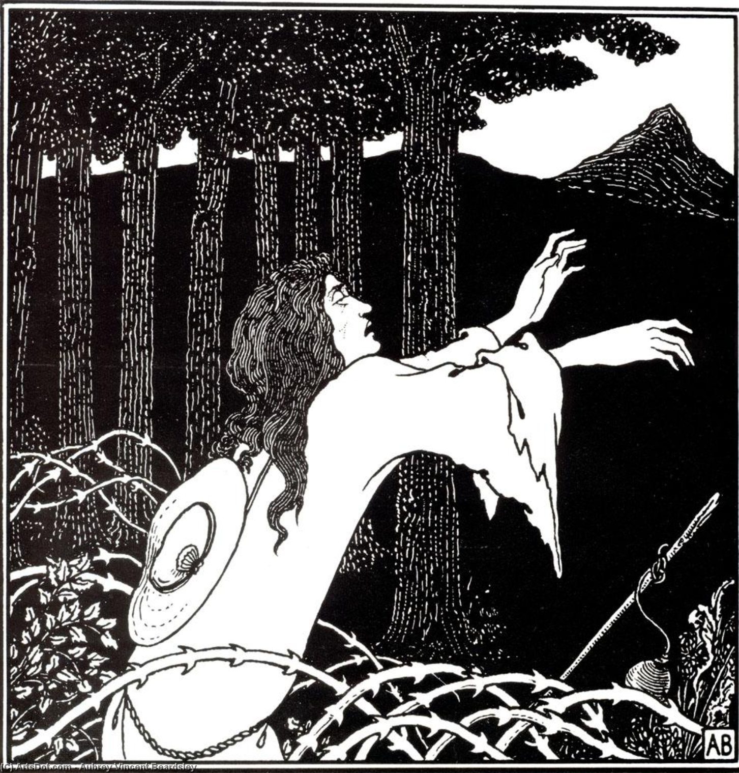 Wikioo.org - The Encyclopedia of Fine Arts - Painting, Artwork by Aubrey Vincent Beardsley - The Return of Tannhäuser to the Venusberg
