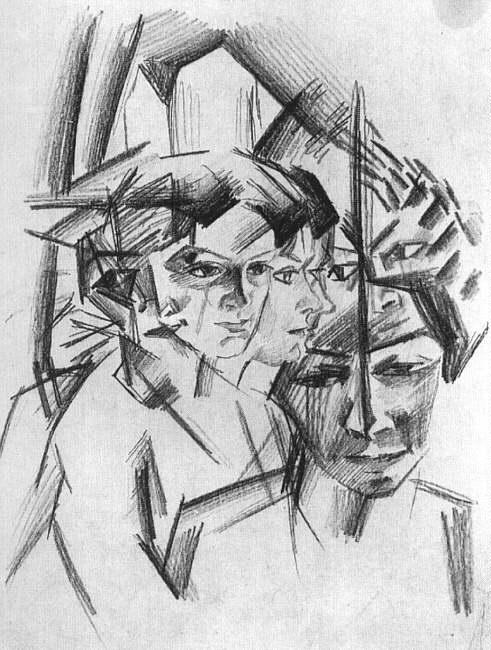 WikiOO.org - Енциклопедия за изящни изкуства - Живопис, Произведения на изкуството August Macke - Futurist Heads