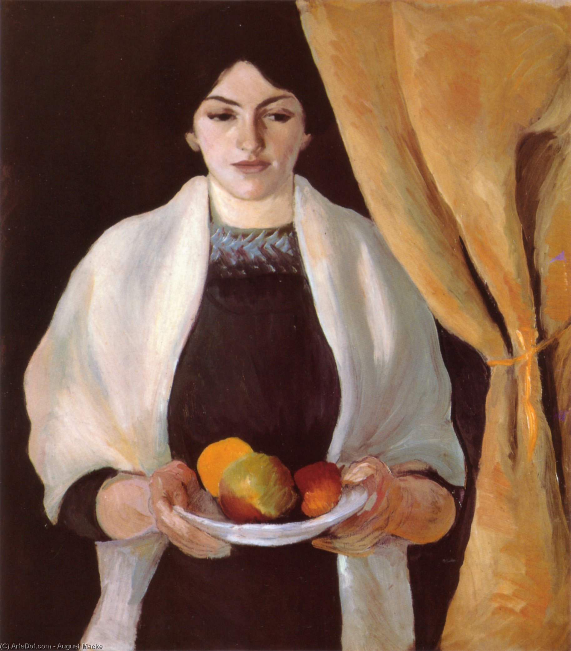 Wikioo.org - สารานุกรมวิจิตรศิลป์ - จิตรกรรม August Macke - Portrait with Apples, Wife of the Artist