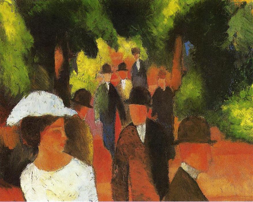 Wikioo.org - The Encyclopedia of Fine Arts - Painting, Artwork by August Macke - Promenade (with Half Length of Girl in White)