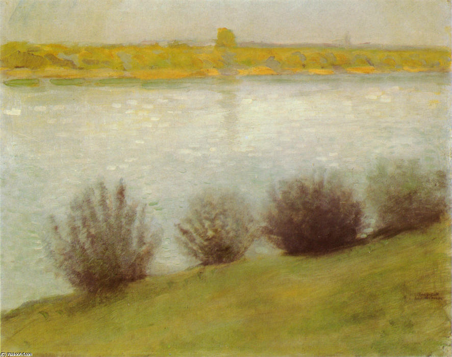 WikiOO.org - אנציקלופדיה לאמנויות יפות - ציור, יצירות אמנות August Macke - The Rhine near Hersel