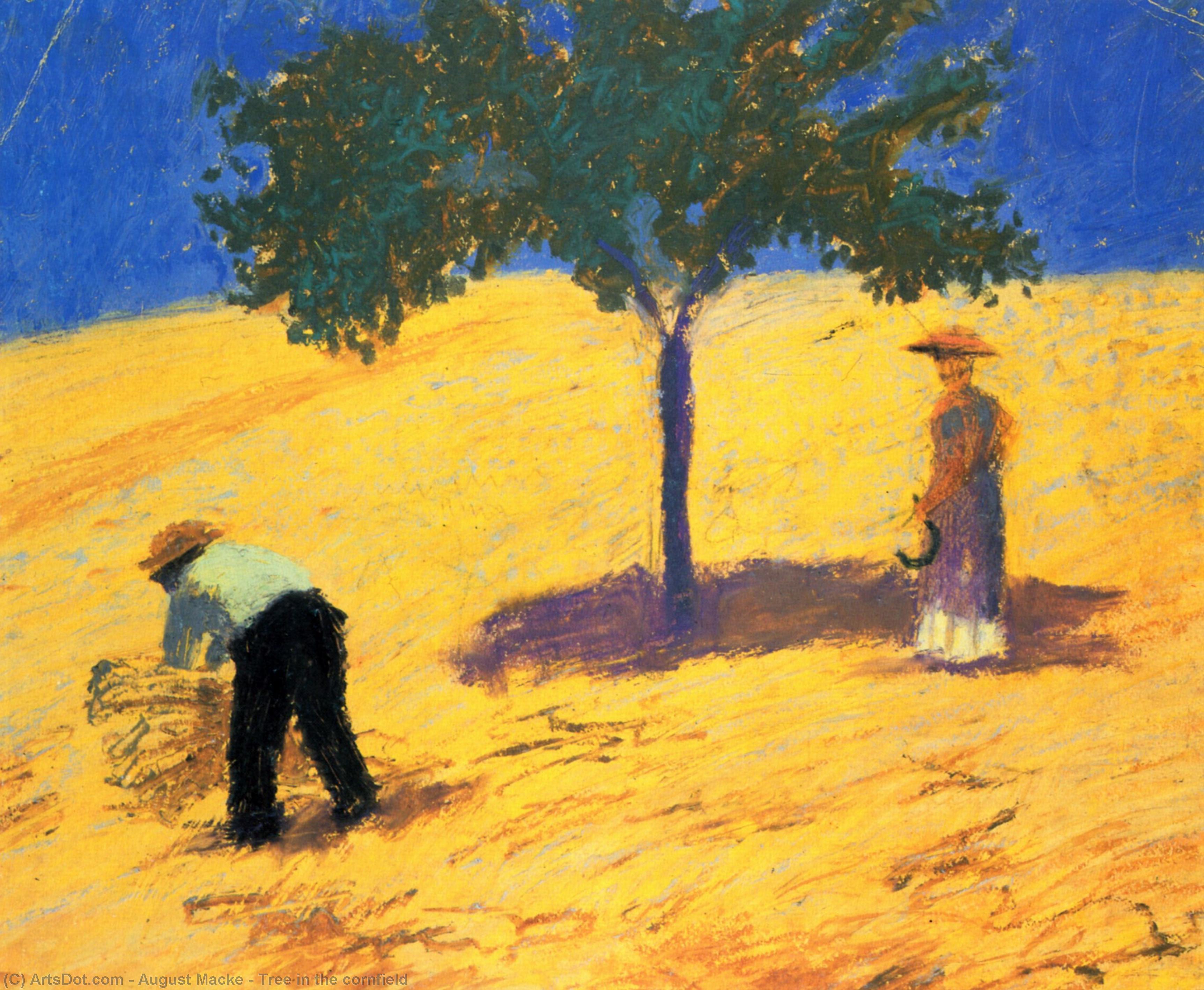 Wikioo.org - The Encyclopedia of Fine Arts - Painting, Artwork by August Macke - Tree in the cornfield