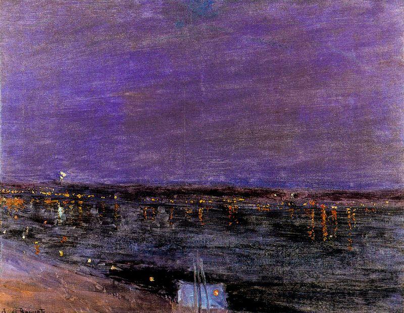 Wikioo.org - The Encyclopedia of Fine Arts - Painting, Artwork by Aureliano De Beruete Y Moret - El puerto de El Havre de noche