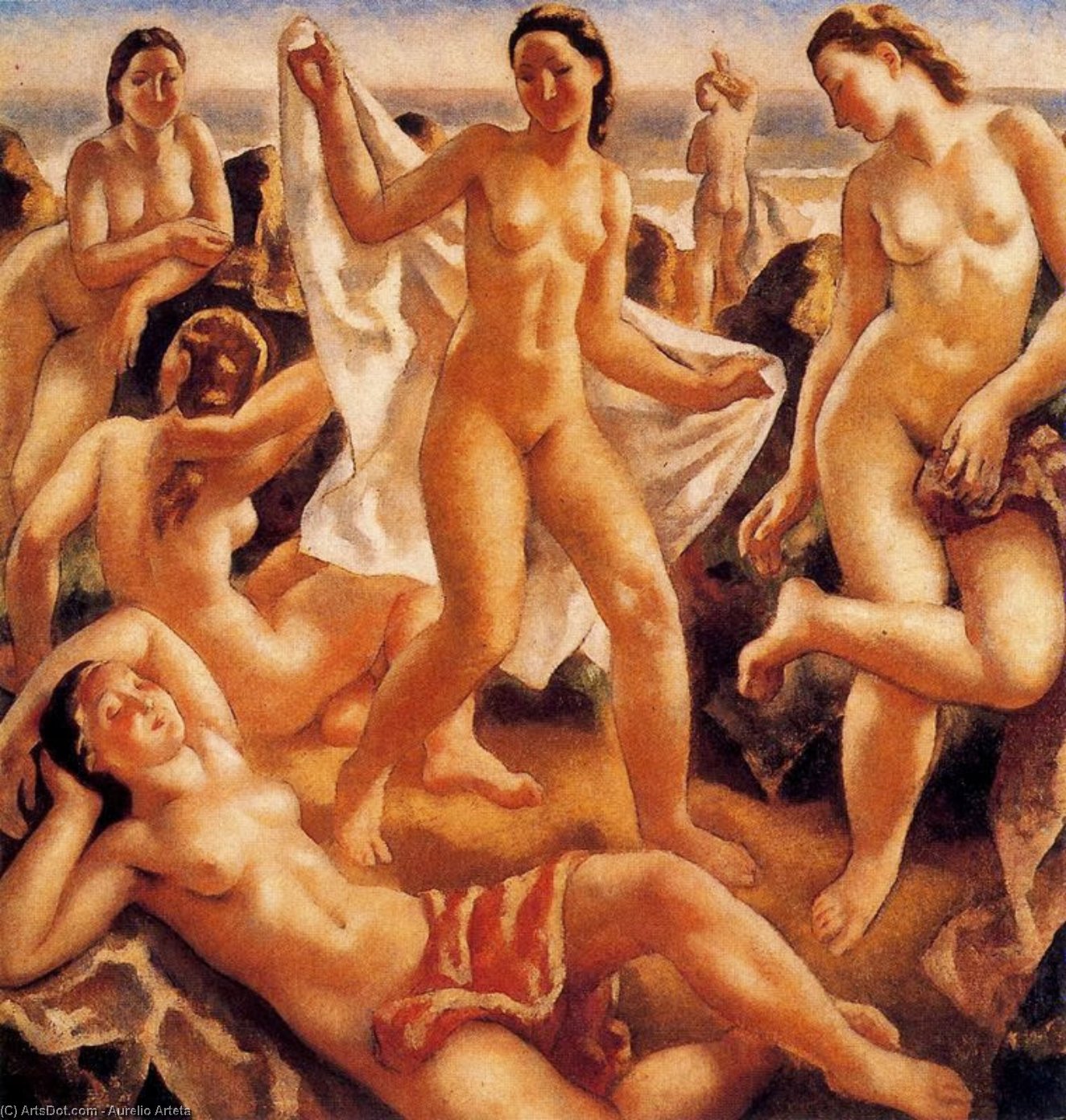 Wikioo.org - The Encyclopedia of Fine Arts - Painting, Artwork by Aurelio Arteta - Bañistas 2