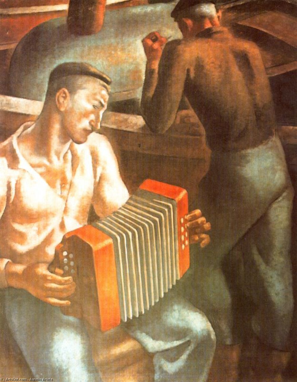 WikiOO.org - Encyclopedia of Fine Arts - Maľba, Artwork Aurelio Arteta - El acordeonista