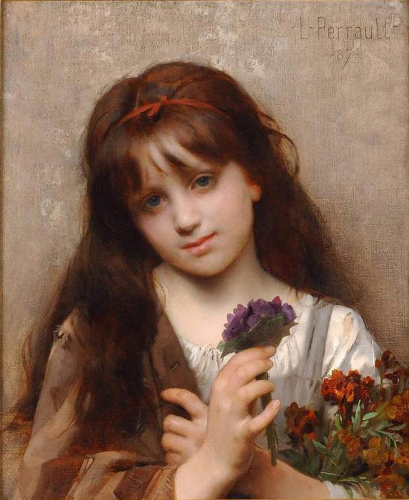 WikiOO.org - אנציקלופדיה לאמנויות יפות - ציור, יצירות אמנות Léon Jean Bazille Perrault - The Flower Vendor