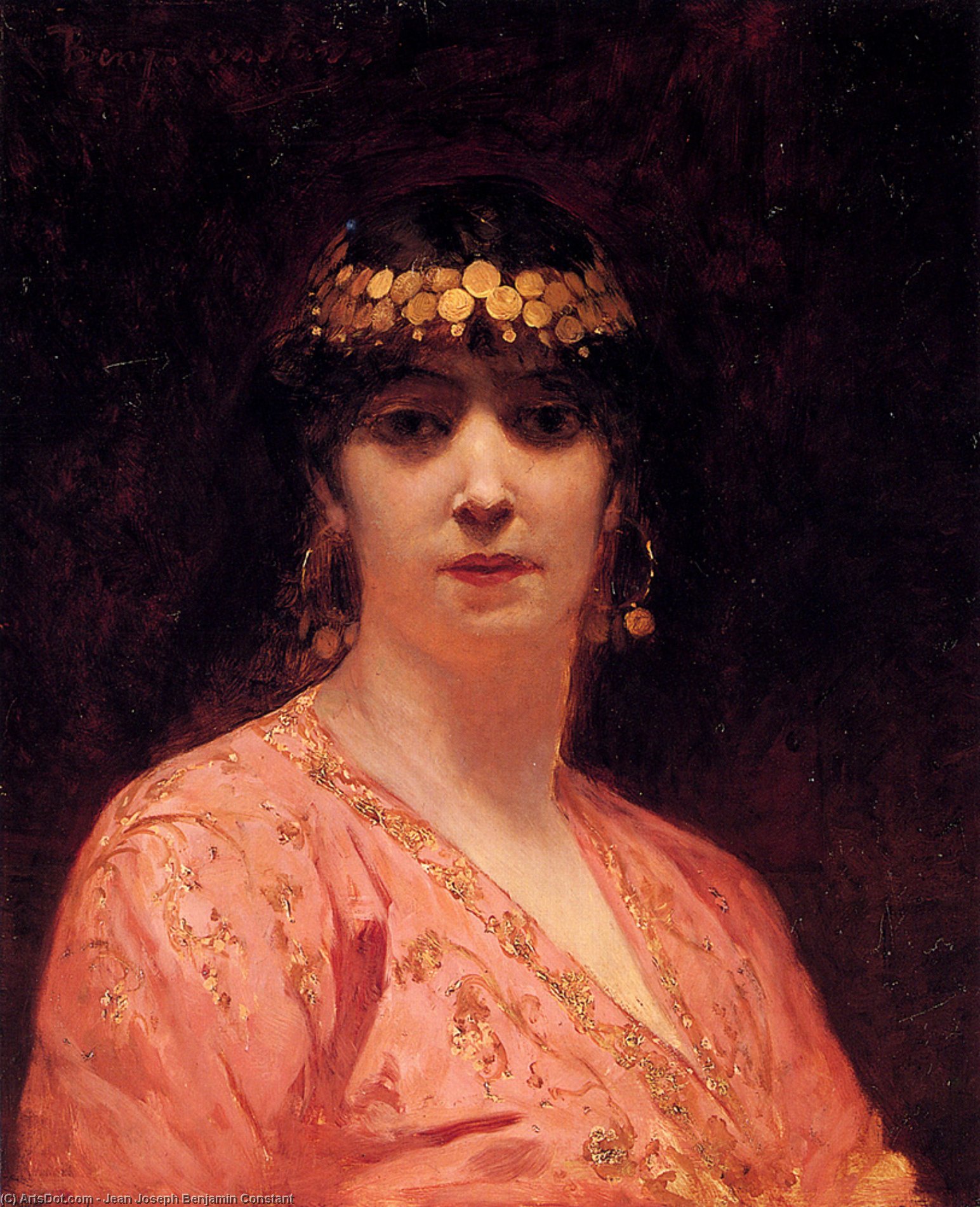 Wikioo.org - สารานุกรมวิจิตรศิลป์ - จิตรกรรม Jean-Joseph Constant (Benjamin-Constant) - Portrait Of An Arab Woman