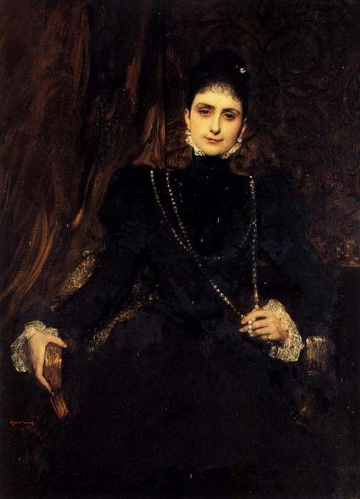 Wikioo.org - Bách khoa toàn thư về mỹ thuật - Vẽ tranh, Tác phẩm nghệ thuật Jean-Joseph Constant (Benjamin-Constant) - Portrait Of Mme M. S. Derviz