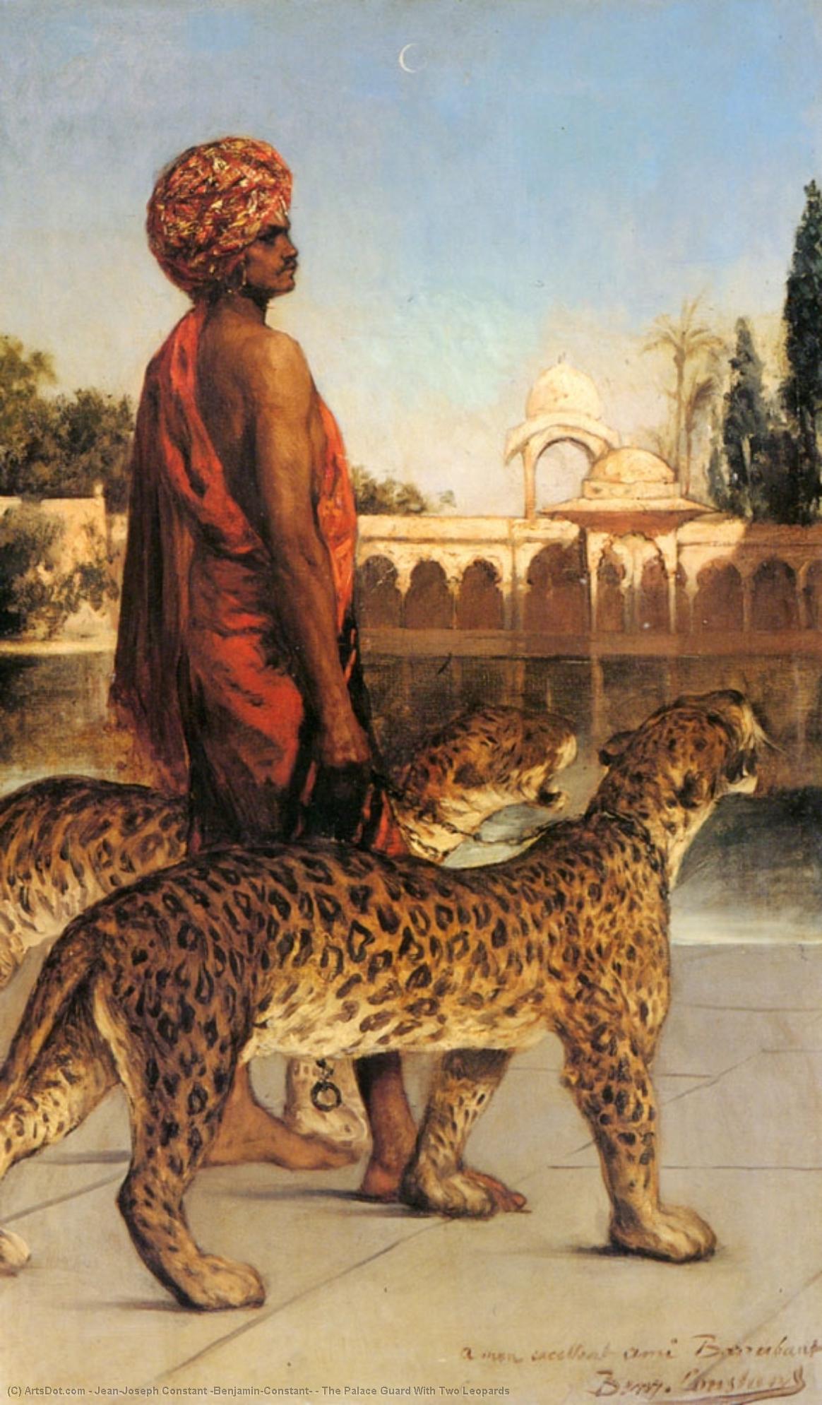 Wikoo.org - موسوعة الفنون الجميلة - اللوحة، العمل الفني Jean-Joseph Constant (Benjamin-Constant) - The Palace Guard With Two Leopards