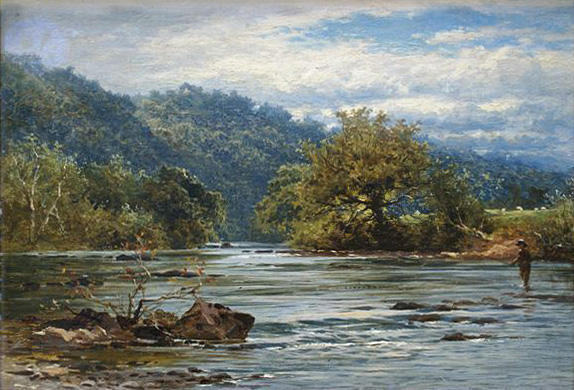 WikiOO.org - Encyclopedia of Fine Arts - Schilderen, Artwork Benjamin Williams Leader - A DAY ON THE RIVER LLUGWY