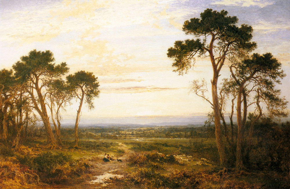 Wikioo.org - The Encyclopedia of Fine Arts - Painting, Artwork by Benjamin Williams Leader - Across the heath