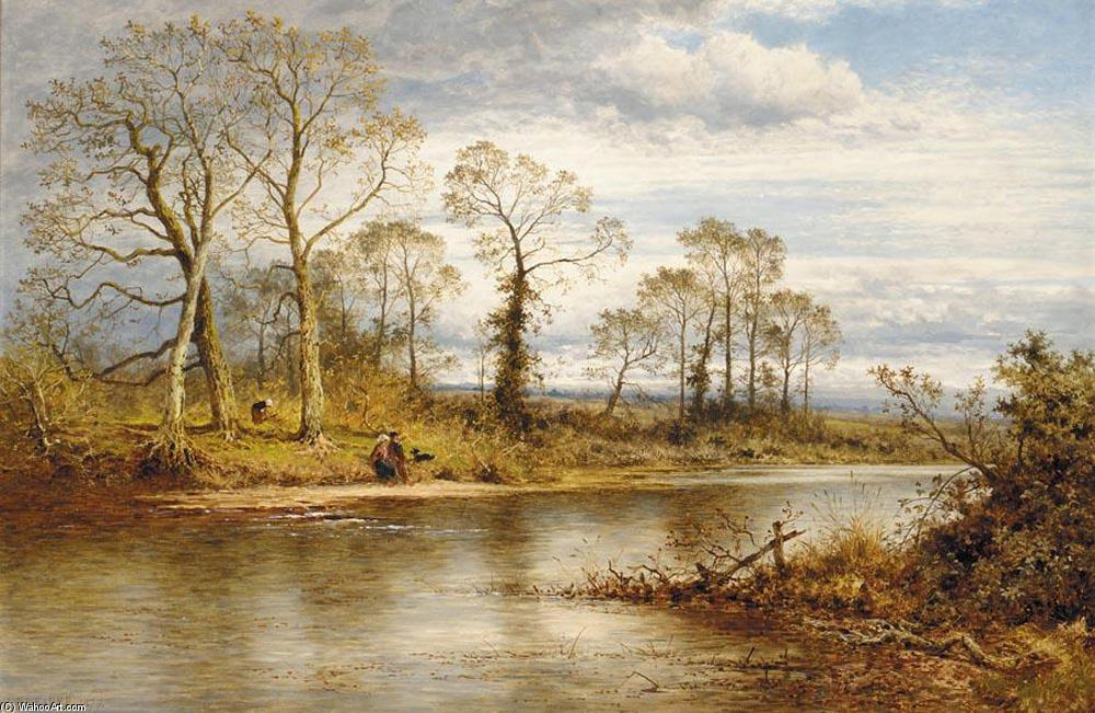 Wikioo.org – La Enciclopedia de las Bellas Artes - Pintura, Obras de arte de Benjamin Williams Leader - una inglés río in otoño