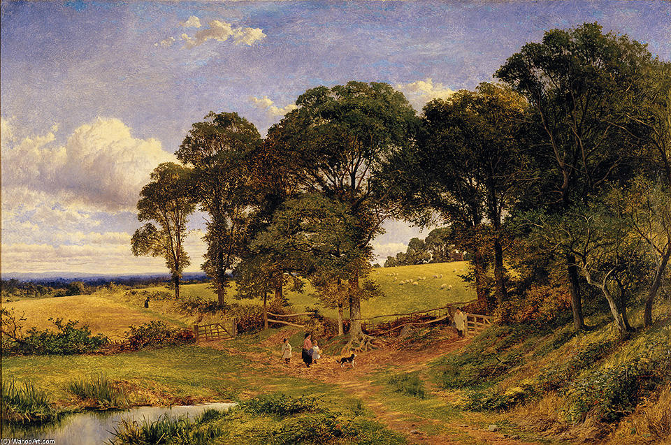 Wikioo.org - The Encyclopedia of Fine Arts - Painting, Artwork by Benjamin Williams Leader - IN THE FIELDS