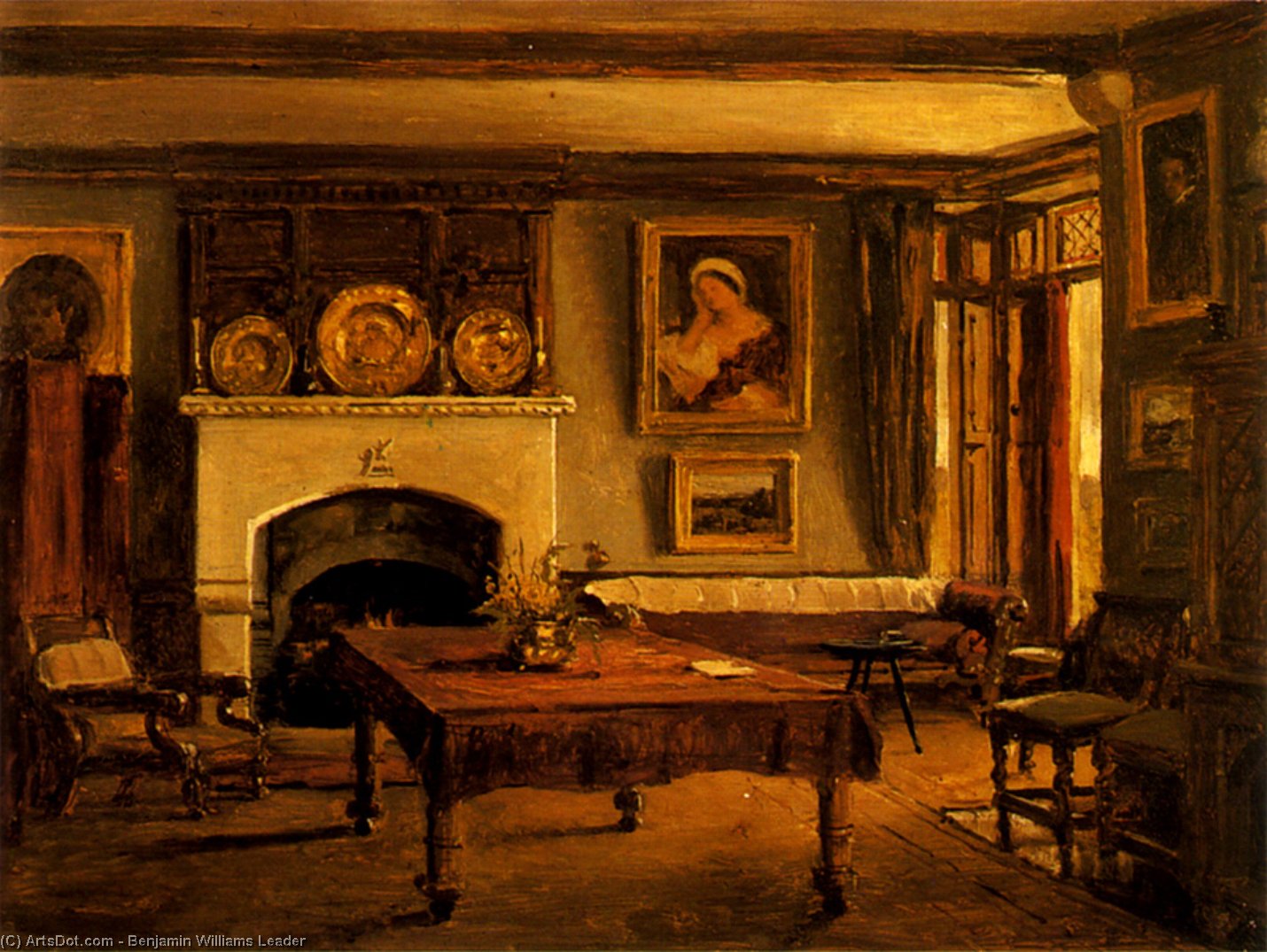 WikiOO.org - Enciklopedija dailės - Tapyba, meno kuriniai Benjamin Williams Leader - INTERIOR OF THE BRAKE (DINING ROOM)