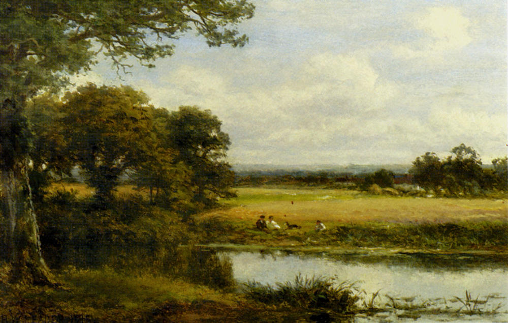 Wikioo.org - The Encyclopedia of Fine Arts - Painting, Artwork by Benjamin Williams Leader - Surrey Cornfields