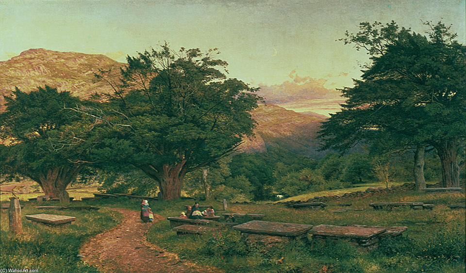 Wikioo.org - The Encyclopedia of Fine Arts - Painting, Artwork by Benjamin Williams Leader - THE CHURCHYARD, BETWS-Y-COED