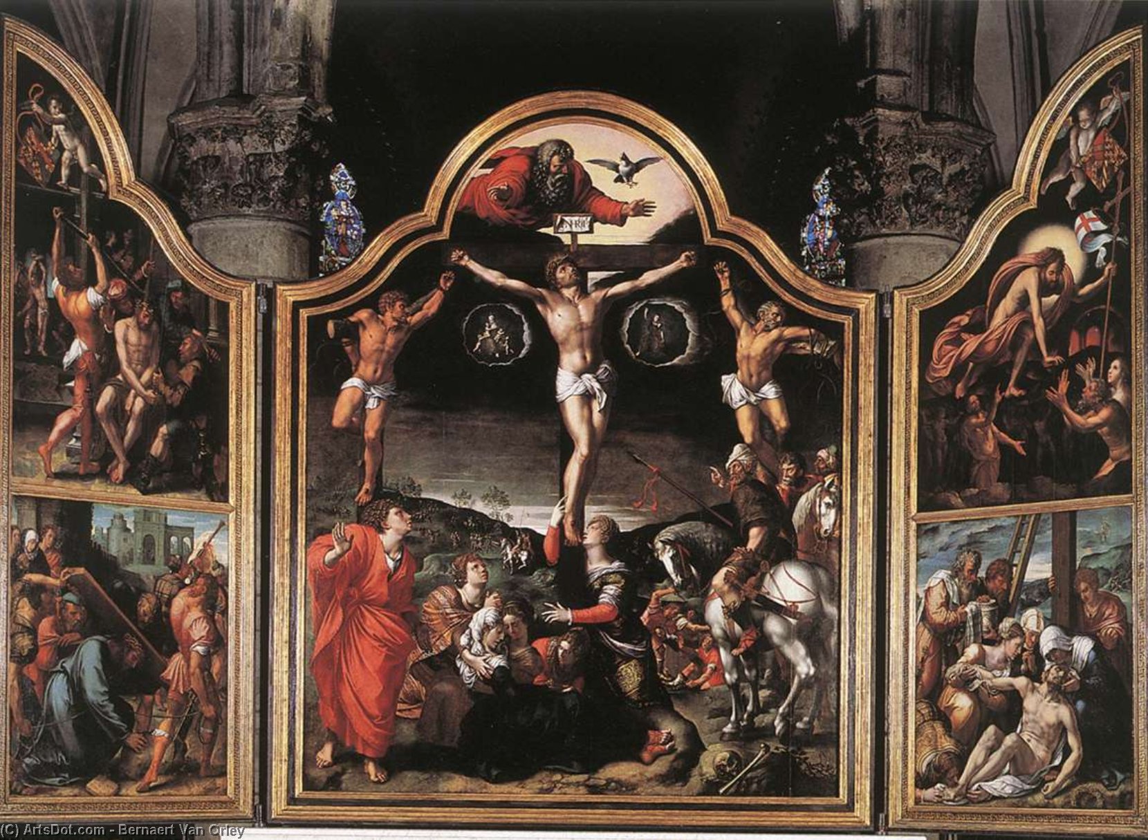 Wikioo.org - The Encyclopedia of Fine Arts - Painting, Artwork by Bernaert Van Orley - Altarpiece of Calvary