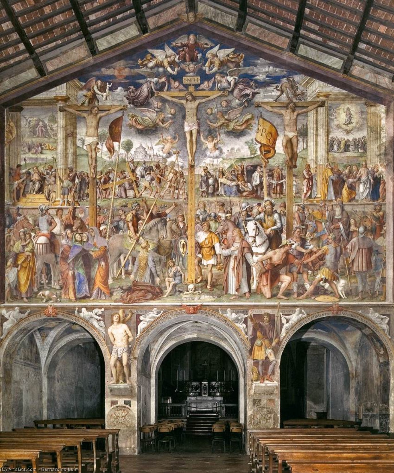 Wikioo.org - The Encyclopedia of Fine Arts - Painting, Artwork by Bernardino Luini - Crucifixion and Scenes from the Life of Christ