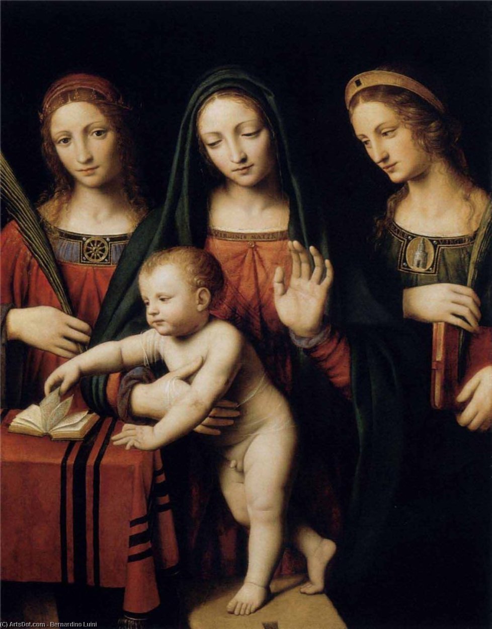Wikioo.org - The Encyclopedia of Fine Arts - Painting, Artwork by Bernardino Luini - Madonna and Child with Sts Catherine and Barbara