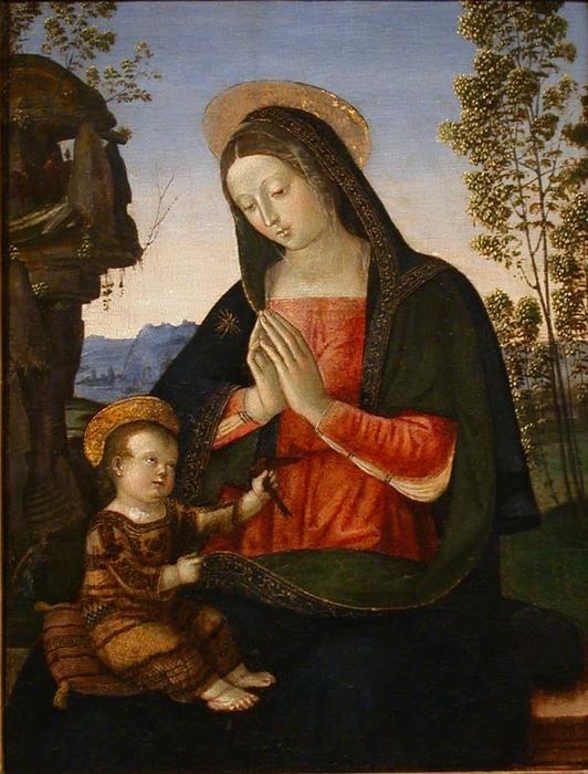 Wikioo.org - The Encyclopedia of Fine Arts - Painting, Artwork by Bernardino Di Betto (Pintoricchio) - Madonna Adoring the Child