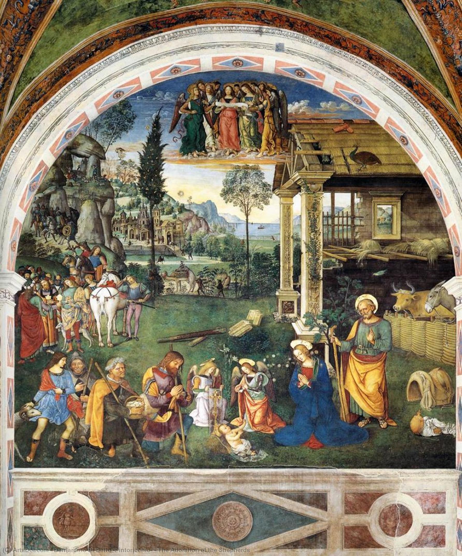 WikiOO.org - Encyclopedia of Fine Arts - Maleri, Artwork Bernardino Di Betto (Pintoricchio) - The Adoration of the Shepherds
