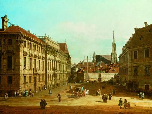 WikiOO.org - Encyclopedia of Fine Arts - Målning, konstverk Bernardo Bellotto - Der Lobkowitzplatz in Wien