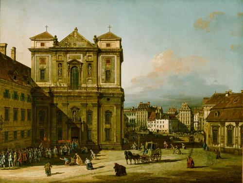WikiOO.org - Encyclopedia of Fine Arts - Maleri, Artwork Bernardo Bellotto - Die Freyung in Wien, Ansicht von Nordwesten
