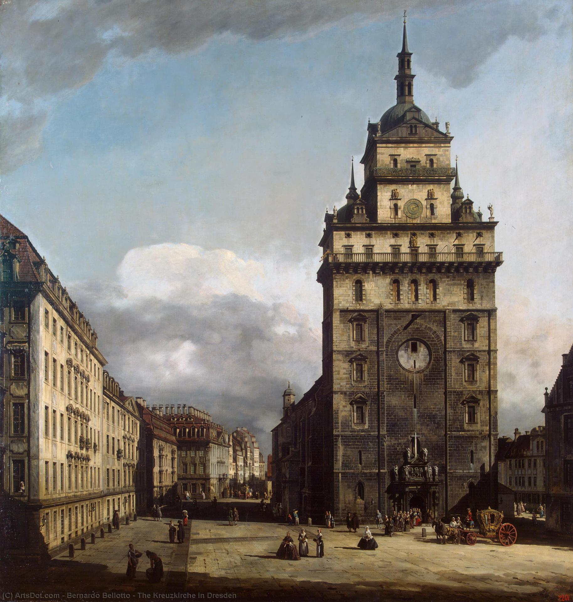 WikiOO.org - Encyclopedia of Fine Arts - Malba, Artwork Bernardo Bellotto - The Kreuzkirche in Dresden
