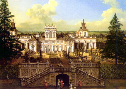 Wikioo.org - The Encyclopedia of Fine Arts - Painting, Artwork by Bernardo Bellotto - Wilanów Palace seen from the garden