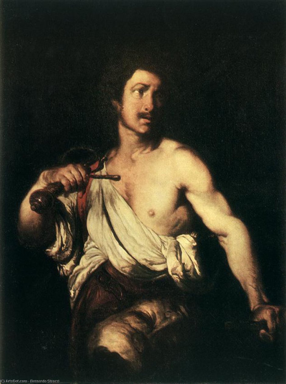 Wikioo.org - The Encyclopedia of Fine Arts - Painting, Artwork by Bernardo Strozzi - David with the Head of Goliath