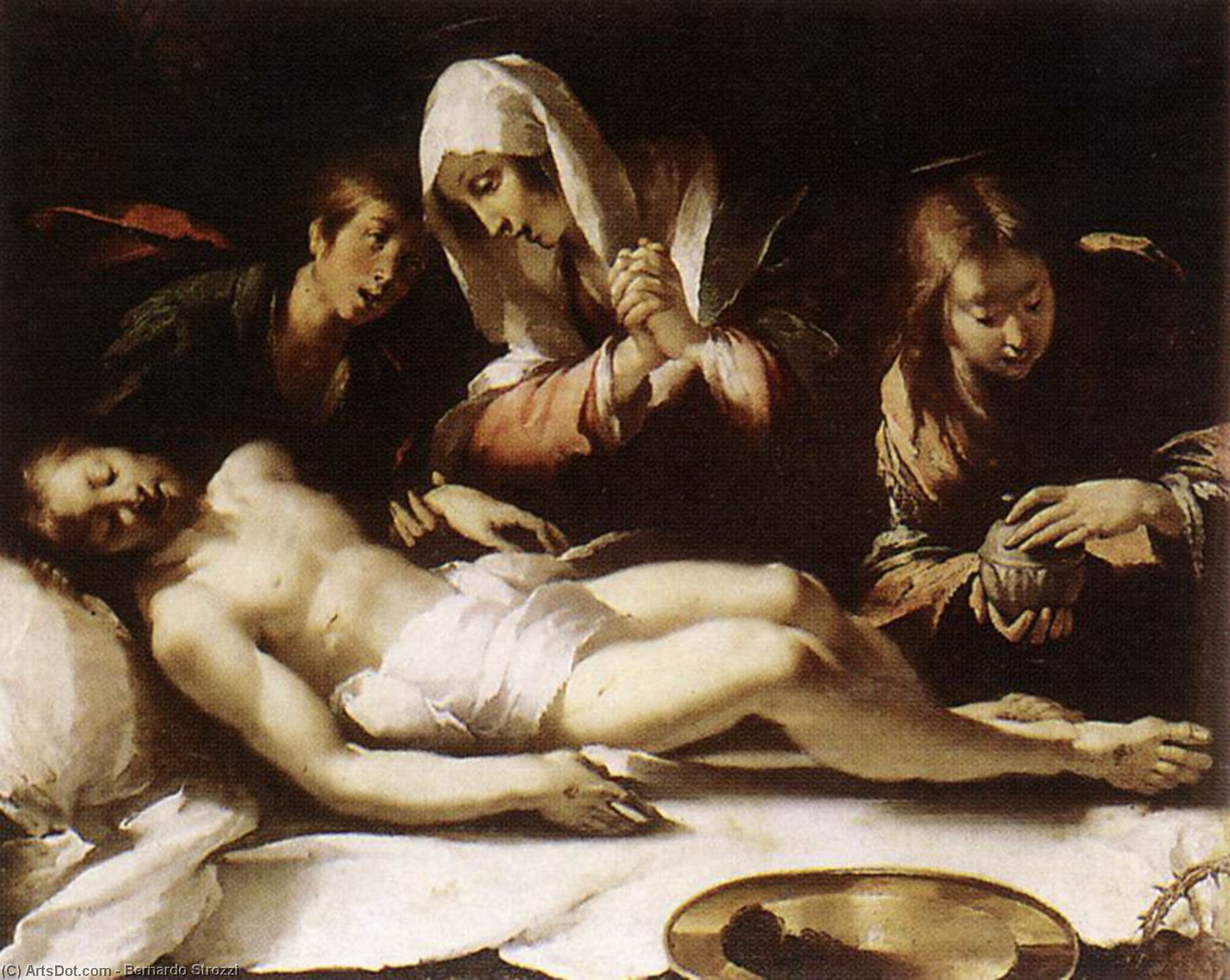 WikiOO.org - Encyclopedia of Fine Arts - Lukisan, Artwork Bernardo Strozzi - Lamentation over the Dead Christ