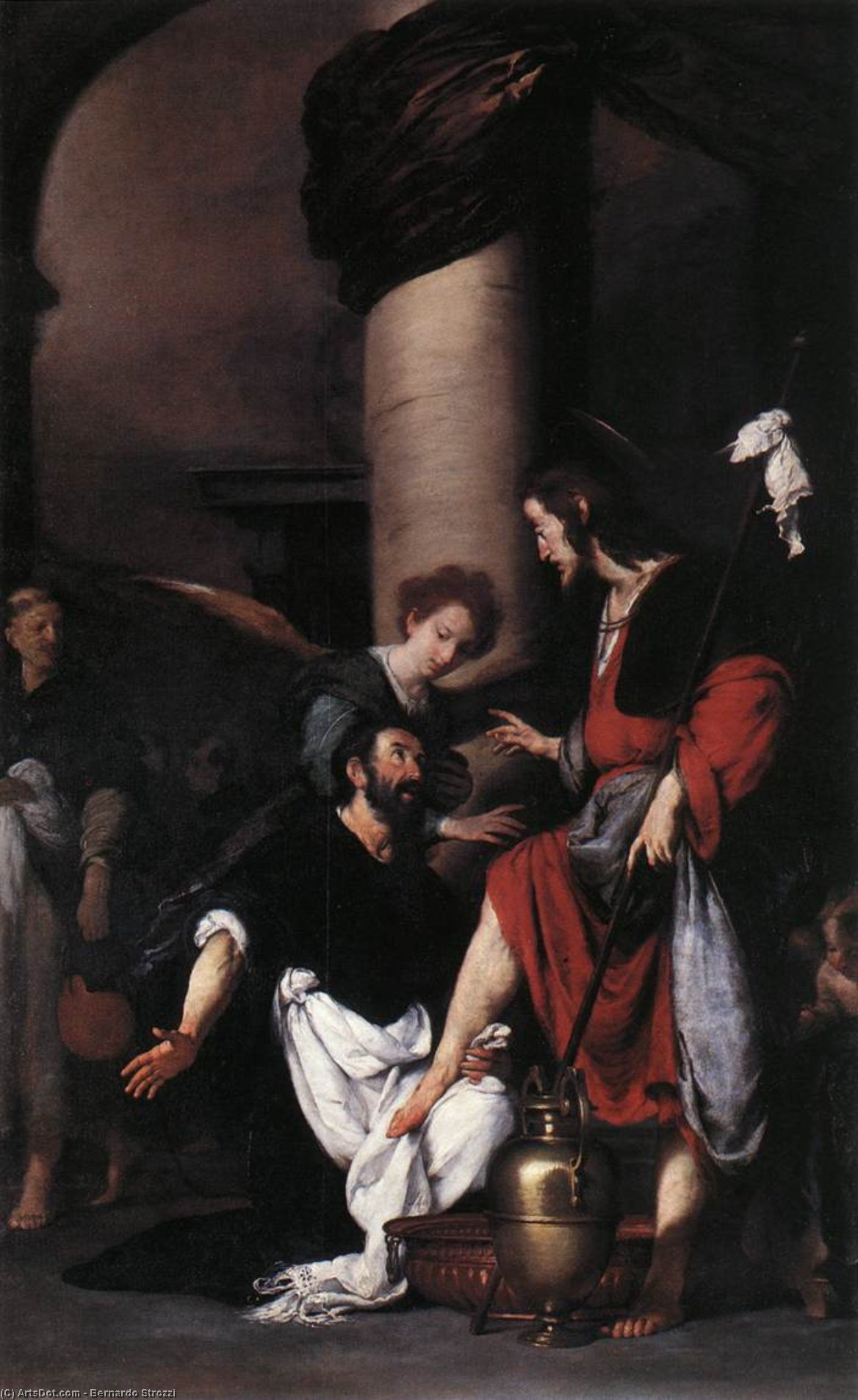 Wikioo.org - The Encyclopedia of Fine Arts - Painting, Artwork by Bernardo Strozzi - St Augustine Washing the Feet of Christ