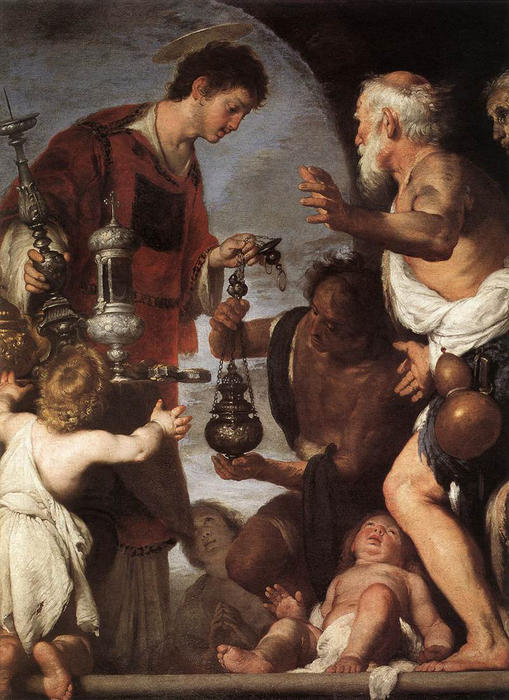Wikioo.org - The Encyclopedia of Fine Arts - Painting, Artwork by Bernardo Strozzi - The Charity Of St Lawrence 1