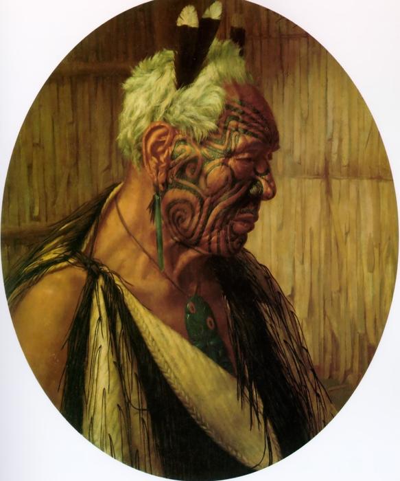WikiOO.org - Εγκυκλοπαίδεια Καλών Τεχνών - Ζωγραφική, έργα τέχνης Charles Frederick Goldie - A Noble Relic of a Noble Race. Wharekauri Tahuna
