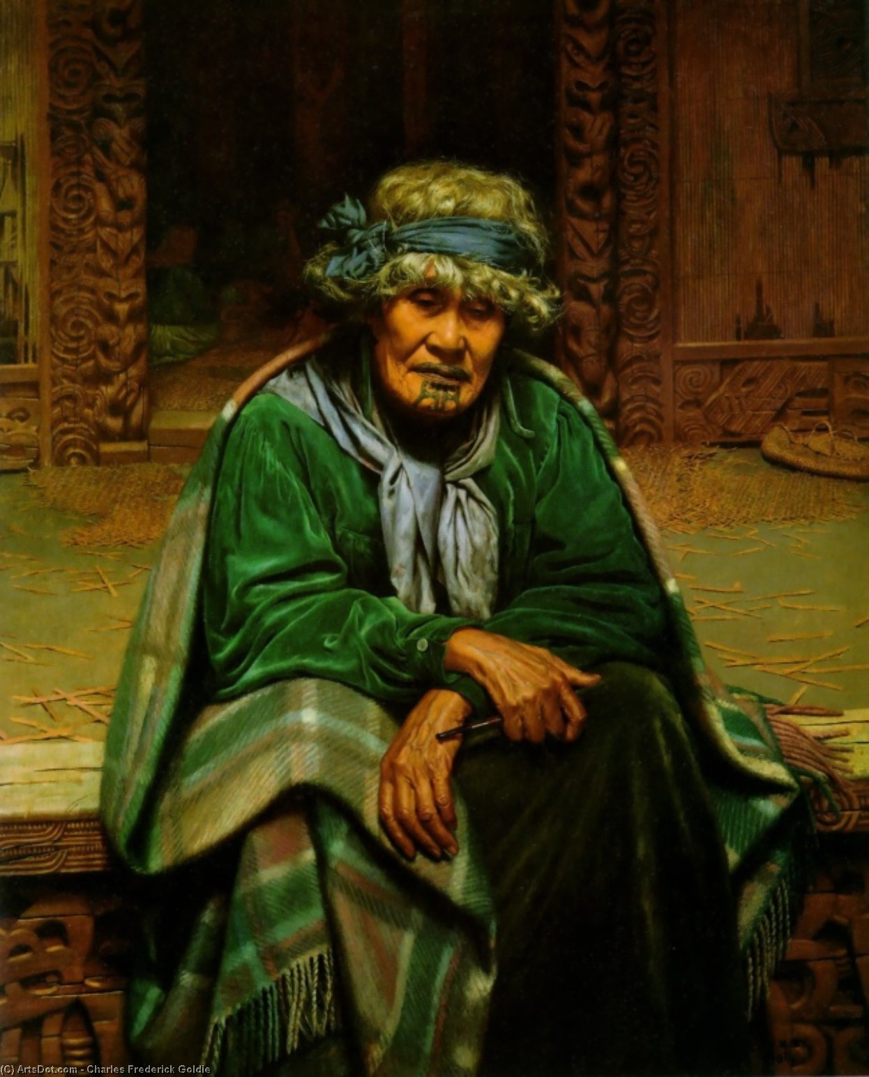 WikiOO.org - Encyclopedia of Fine Arts - Maalaus, taideteos Charles Frederick Goldie - Memories. Ena Te Paptahi