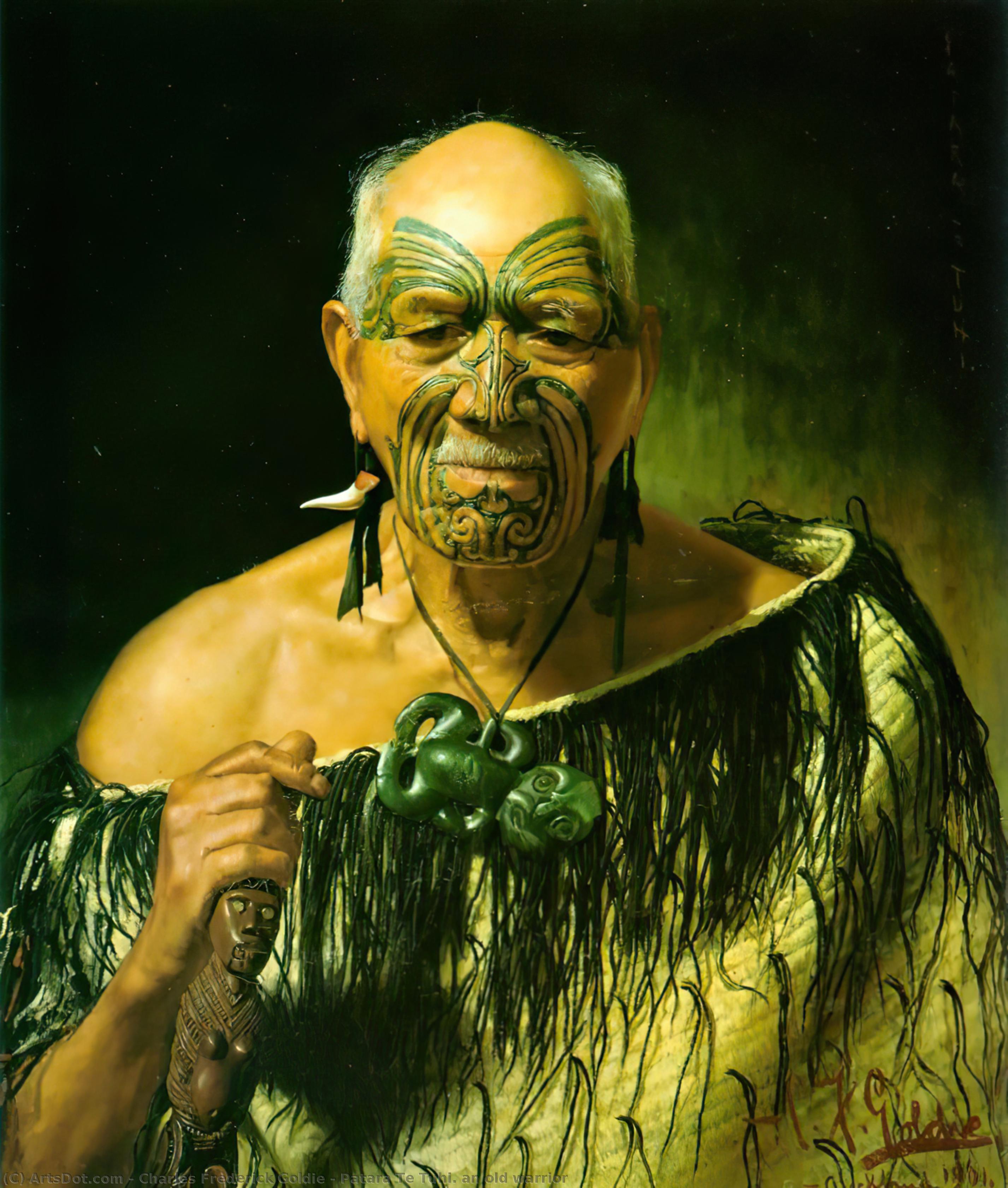 Wikioo.org - The Encyclopedia of Fine Arts - Painting, Artwork by Charles Frederick Goldie - Patara Te Tuhi. an old warrior