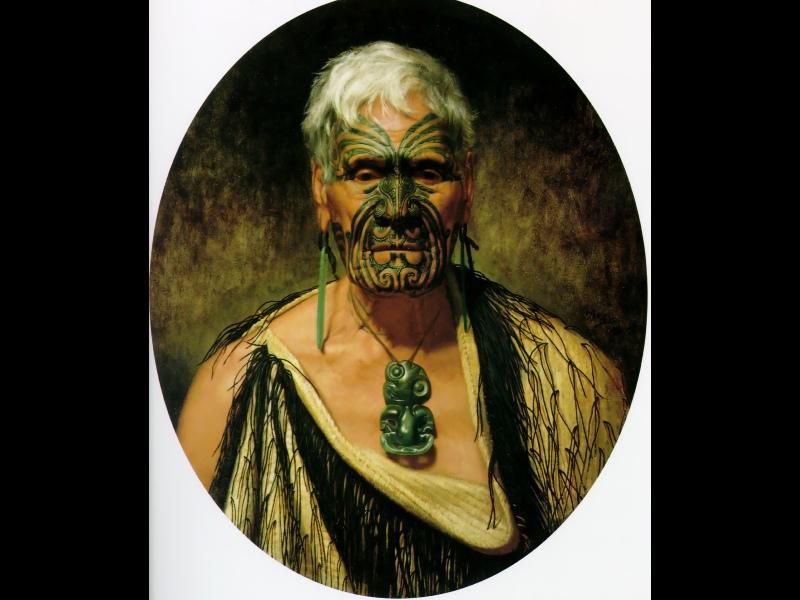 WikiOO.org - 백과 사전 - 회화, 삽화 Charles Frederick Goldie - Te Aho. a noted Waikato warrior