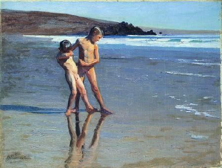 Wikioo.org – La Enciclopedia de las Bellas Artes - Pintura, Obras de arte de Correa Benito Rebolledo - niños en el playa 1