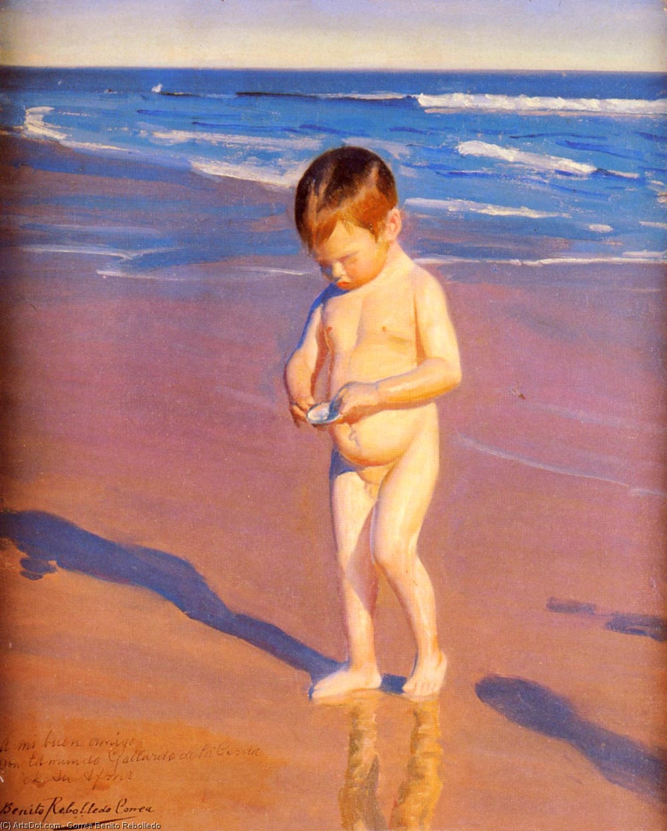 Wikioo.org - The Encyclopedia of Fine Arts - Painting, Artwork by Correa Benito Rebolledo - Gathering Shells On The Beach