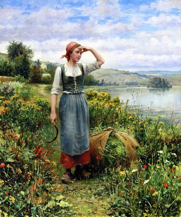 Wikioo.org - The Encyclopedia of Fine Arts - Painting, Artwork by Daniel Ridgway Knight - A Field of Flowers