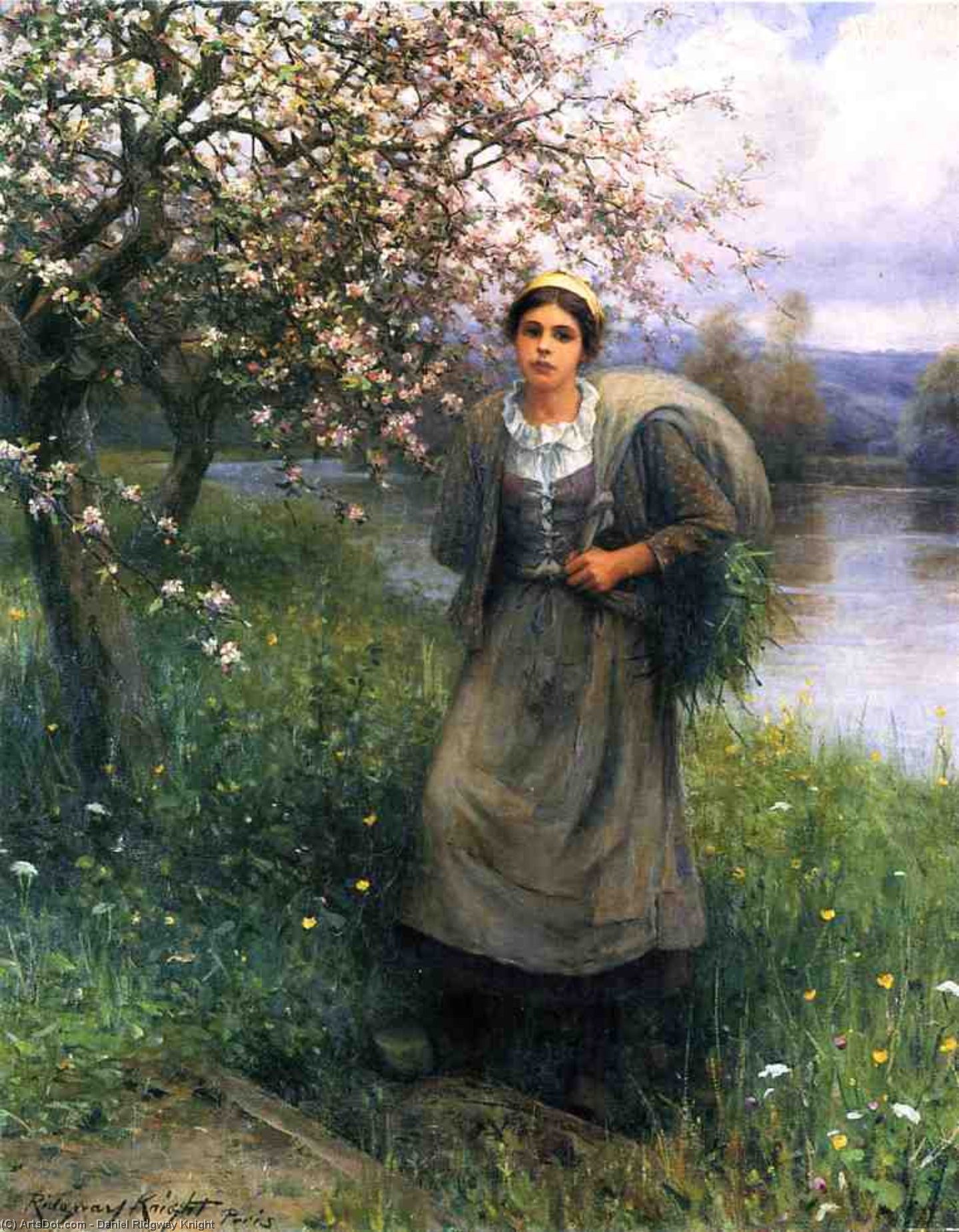 Wikioo.org - The Encyclopedia of Fine Arts - Painting, Artwork by Daniel Ridgway Knight - Apple Blossoms in Normandy