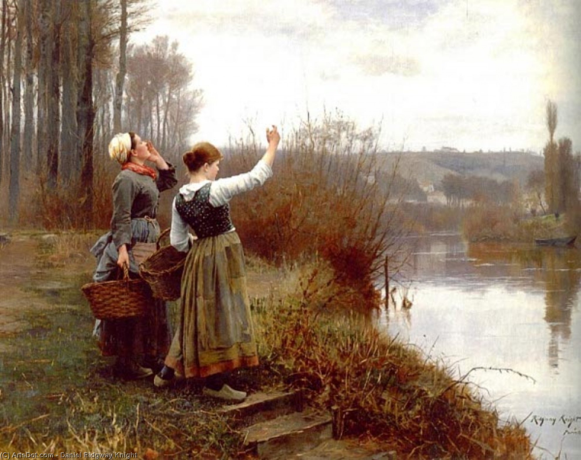 Wikioo.org - The Encyclopedia of Fine Arts - Painting, Artwork by Daniel Ridgway Knight - Hailing the Ferry