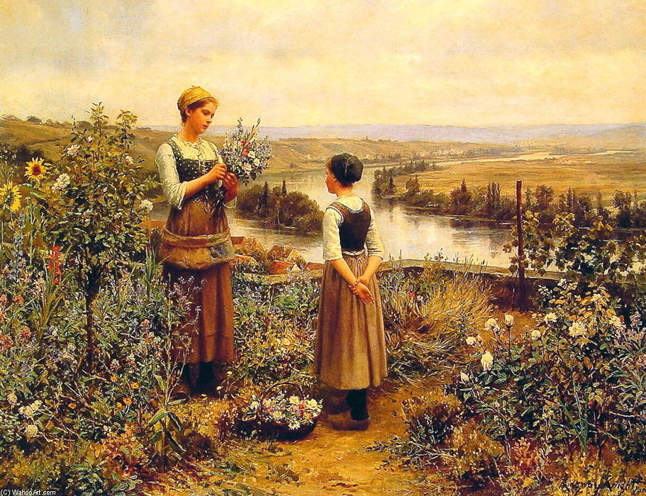Wikioo.org - The Encyclopedia of Fine Arts - Painting, Artwork by Daniel Ridgway Knight - Picking Flowers