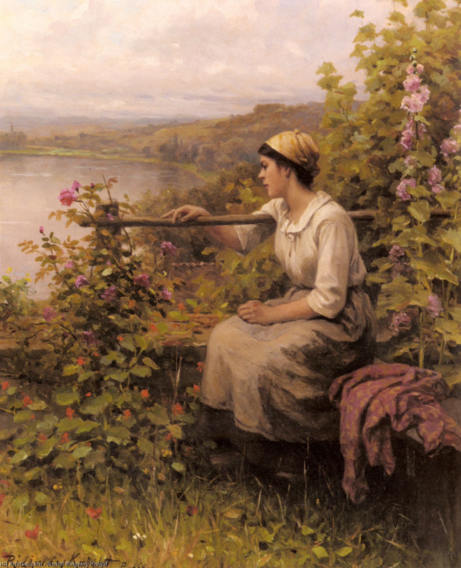 Wikioo.org - The Encyclopedia of Fine Arts - Painting, Artwork by Daniel Ridgway Knight - Resting In The Garden