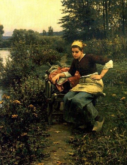 Wikioo.org - The Encyclopedia of Fine Arts - Painting, Artwork by Daniel Ridgway Knight - Woman in Landscape