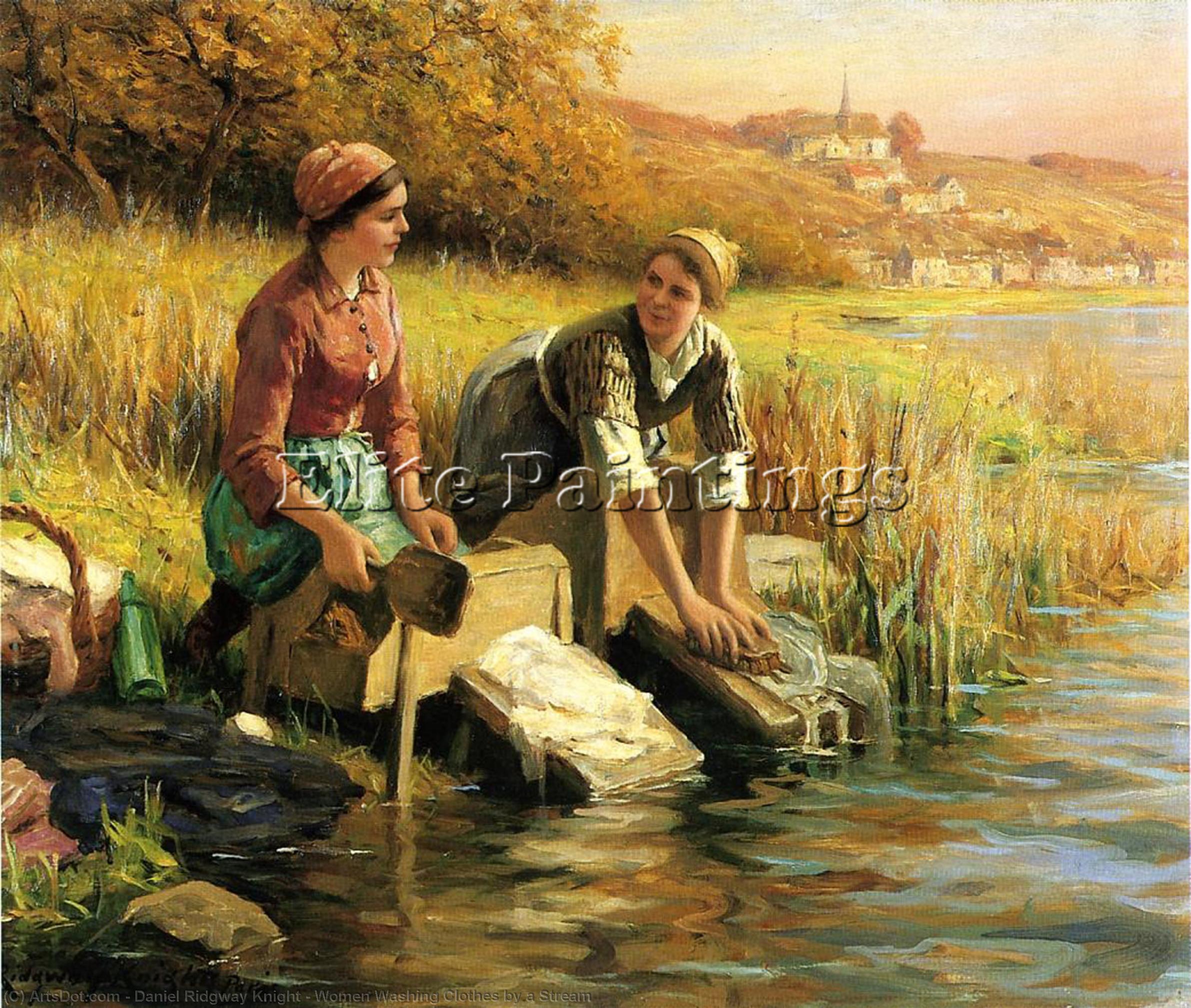 Wikioo.org - The Encyclopedia of Fine Arts - Painting, Artwork by Daniel Ridgway Knight - Women Washing Clothes by a Stream