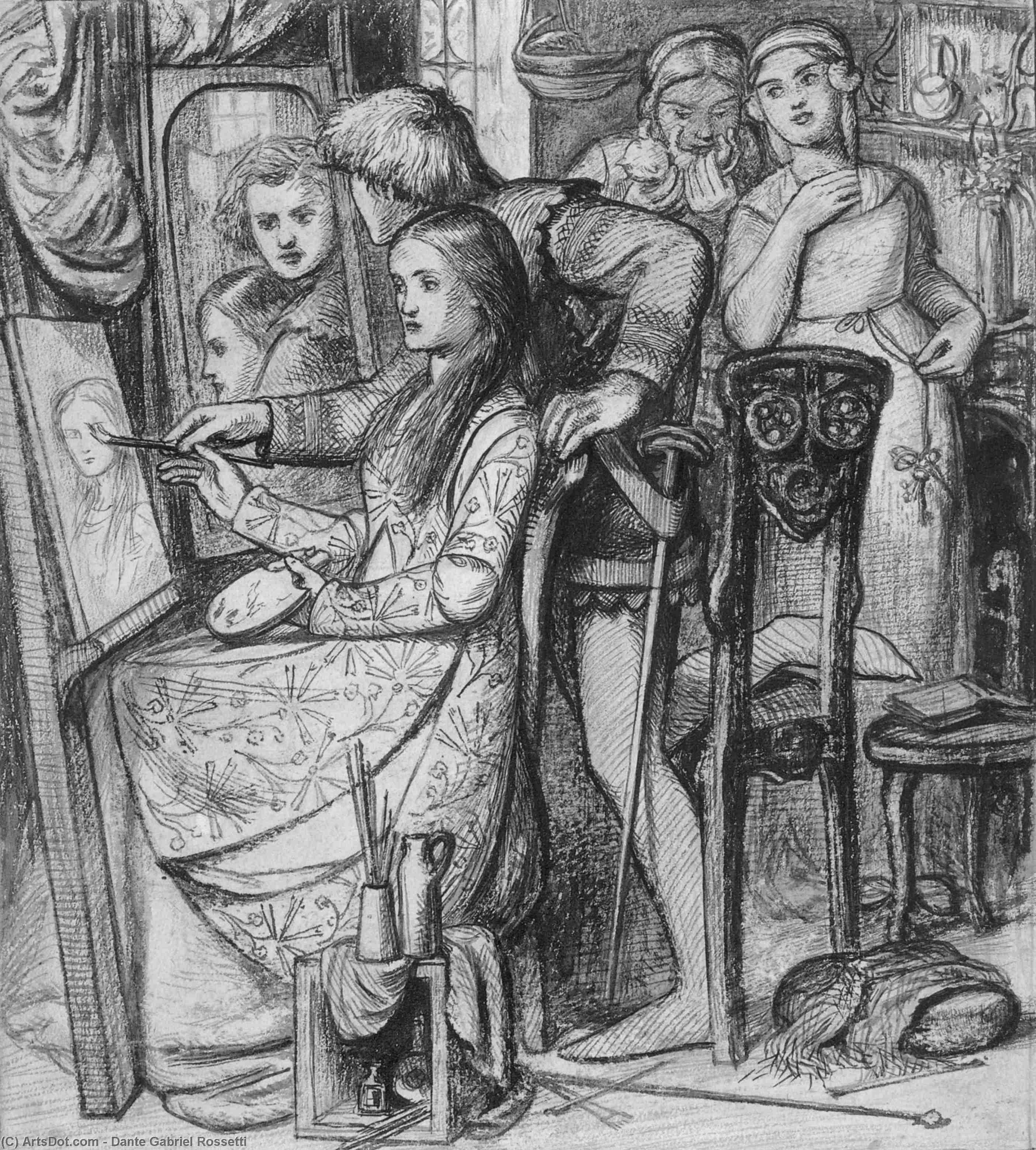 WikiOO.org - Encyclopedia of Fine Arts - Lukisan, Artwork Dante Gabriel Rossetti - A Parable of Love