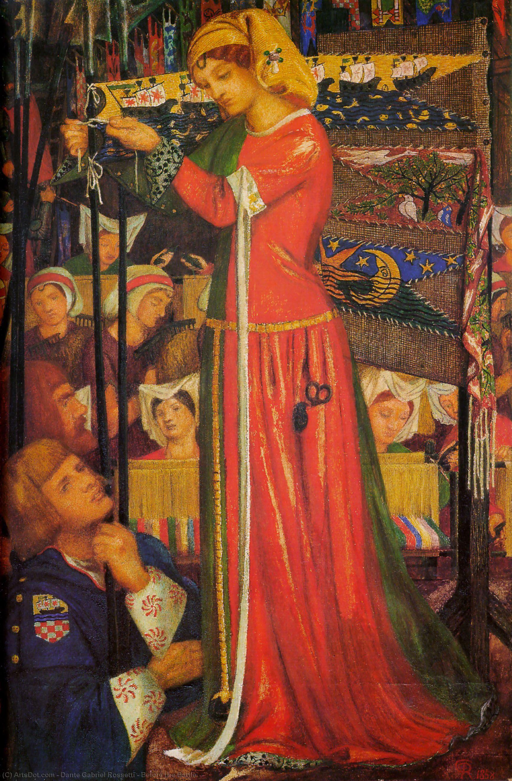 WikiOO.org - Encyclopedia of Fine Arts - Målning, konstverk Dante Gabriel Rossetti - Before the Battle