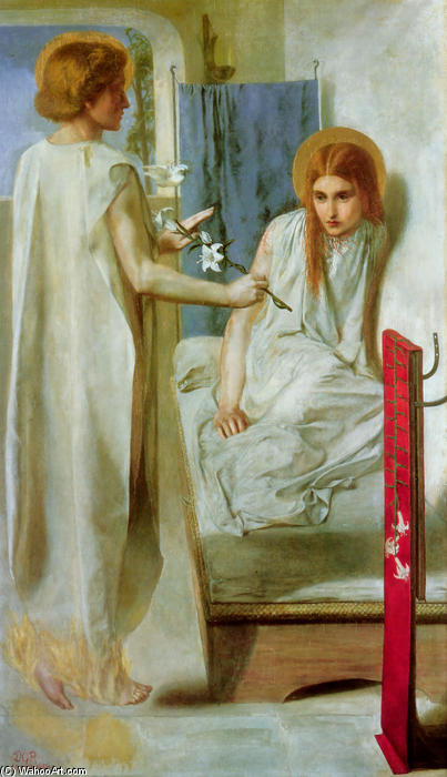 WikiOO.org - Encyclopedia of Fine Arts - Schilderen, Artwork Dante Gabriel Rossetti - Ecce Ancilla Domini!