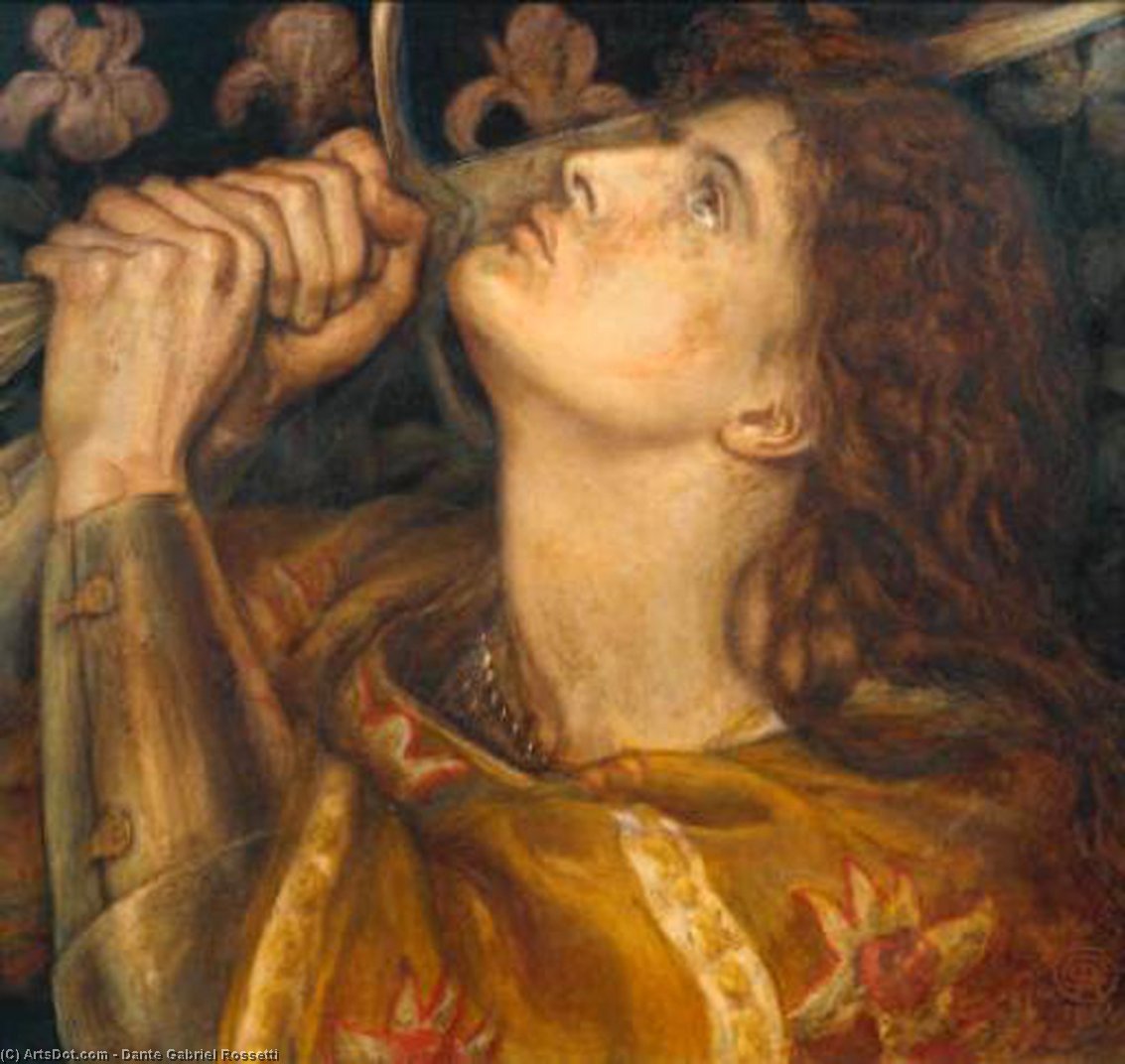 Wikoo.org - موسوعة الفنون الجميلة - اللوحة، العمل الفني Dante Gabriel Rossetti - Joan of Arc 1